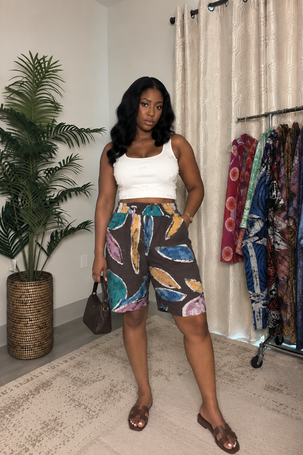 Earthtone Batik Bermuda Shorts