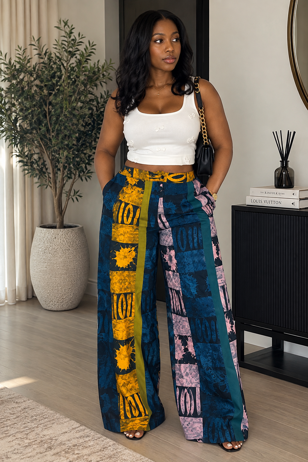 Multicolor Batik Wide-Leg Pants