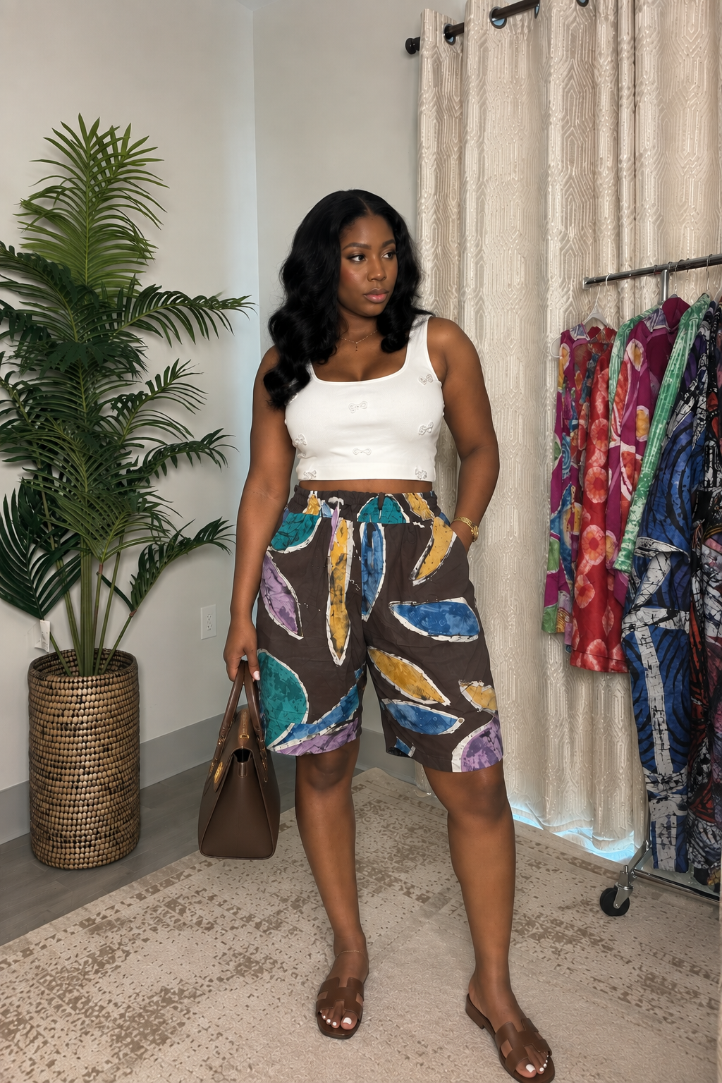Earthtone Batik Bermuda Shorts