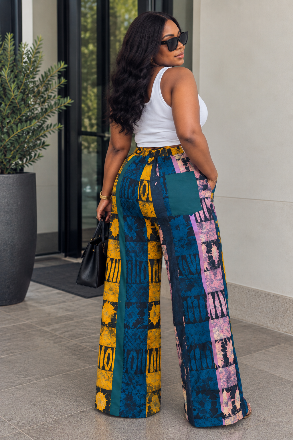Multicolor Batik Wide-Leg Pants