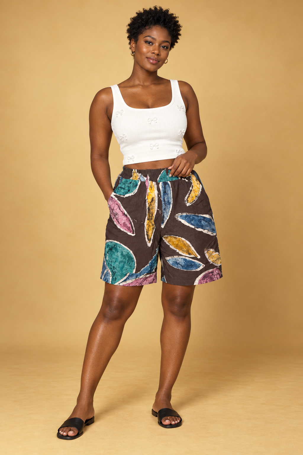 Violet Batik Bermuda Shorts