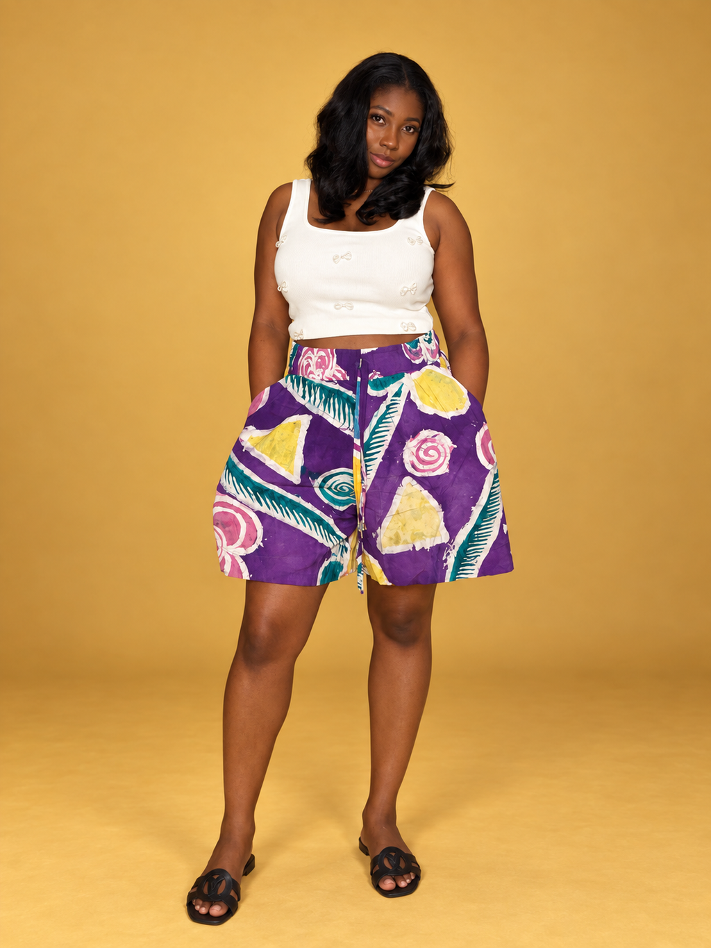 Violet Batik Bermuda Shorts